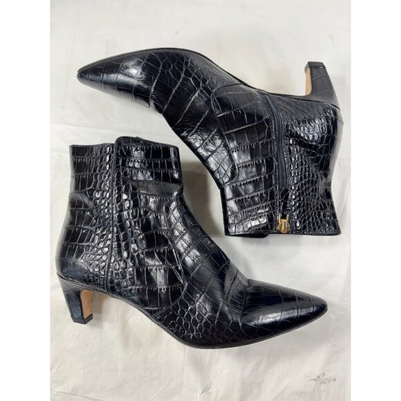 Grigiarancio Black CROC EMBOSSED leather ankle bootie size 9.5 - Picture 10 of 14